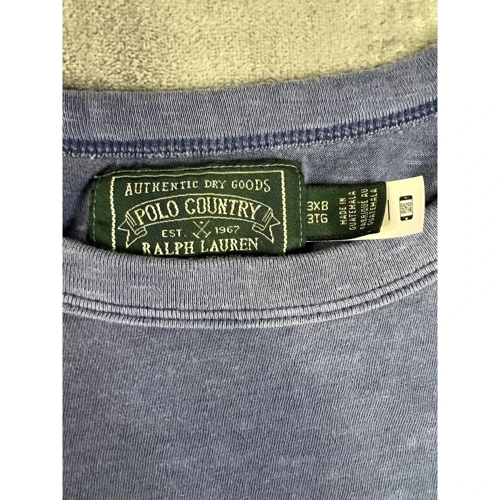 Ralph Lauren Polo Country Men's 3TG Blue Graphic Logo Crew Neck Cotton Tee